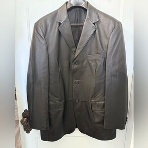 Stafford Men’s Black Leather Blazer